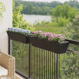 Vidaxl plantenbakken 2 st met haken poly rattan zwart - afbeelding 3