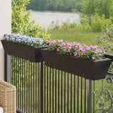 Vidaxl plantenbakken 2 st met haken poly rattan zwart - afbeelding 1