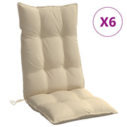 Vidaxl stoelkussens 6 st hoge rug oxford stof beige - afbeelding 2