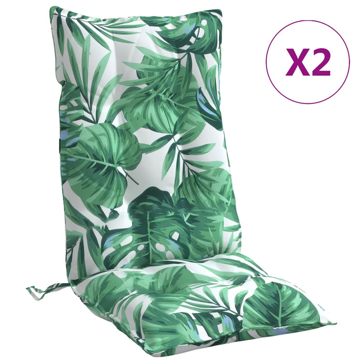 VidaXL Stoelkussens 2 st hoge rug bladpatroon oxford stof