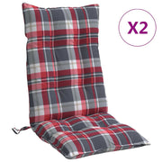 Vidaxl stoelkussens 2 st hoge rug ruitpatroon oxford stof rood - afbeelding 2