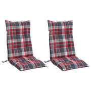 Vidaxl stoelkussens 2 st hoge rug ruitpatroon oxford stof rood - afbeelding 3
