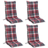 Vidaxl stoelkussens 4 st hoge rug ruitpatroon oxford stof rood