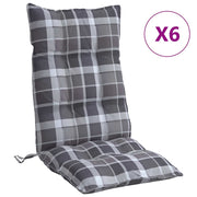 Vidaxl stoelkussens 6 st hoge rug ruitpatroon oxford stof grijs - afbeelding 2