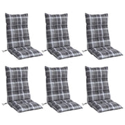 Vidaxl stoelkussens 6 st hoge rug ruitpatroon oxford stof grijs - afbeelding 3