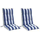 Vidaxl stoelkussens 2 st hoge rug gestreept stof wit en blauw - afbeelding 3