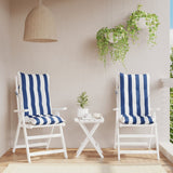 Vidaxl stoelkussens 2 st hoge rug gestreept stof wit en blauw - afbeelding 1