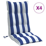 Vidaxl stoelkussens 4 st hoge rug gestreept oxford stof wit en blauw - afbeelding 2