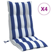 Vidaxl stoelkussens 4 st hoge rug gestreept oxford stof wit en blauw - afbeelding 2