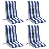 Vidaxl stoelkussens 4 st hoge rug gestreept oxford stof wit en blauw - afbeelding 3