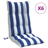 Vidaxl stoelkussens 6 st hoge rug gestreept stof oxford wit en blauw - afbeelding 2