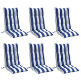 Vidaxl stoelkussens 6 st hoge rug gestreept stof oxford wit en blauw - afbeelding 3