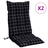 Vidaxl stoelkussens 2 st hoge rug ruitpatroon oxford stof zwart - afbeelding 2