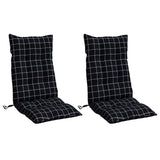 Vidaxl stoelkussens 2 st hoge rug ruitpatroon oxford stof zwart - afbeelding 3