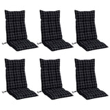 Vidaxl stoelkussens 6 st hoge rug ruitpatroon oxford stof zwart - afbeelding 3