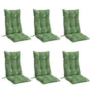 Vidaxl stoelkussens 6 st hoge rug bladpatroon oxford stof - afbeelding 3