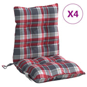Vidaxl stoelkussens 4 st lage rug ruitpatroon oxford stof rood - afbeelding 2