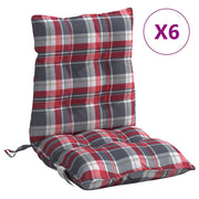 Vidaxl stoelkussens 6 st lage rug ruitpatroon oxford stof rood - afbeelding 2