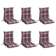 Vidaxl stoelkussens 6 st lage rug ruitpatroon oxford stof rood - afbeelding 3