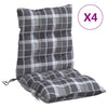 Vidaxl stoelkussens 4 st lage rug ruitpatroon oxford stof grijs