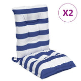 Vidaxl stoelkussens 2 st lage rug gestreept stof wit en blauw - afbeelding 2