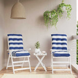 Vidaxl stoelkussens 2 st lage rug gestreept stof wit en blauw - afbeelding 1
