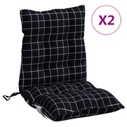 Vidaxl stoelkussens 2 st lage rug ruitpatroon oxford stof zwart - afbeelding 2