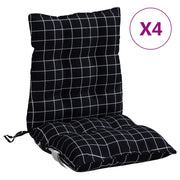 Vidaxl stoelkussens 4 st lage rug ruitpatroon oxford stof zwart - afbeelding 2