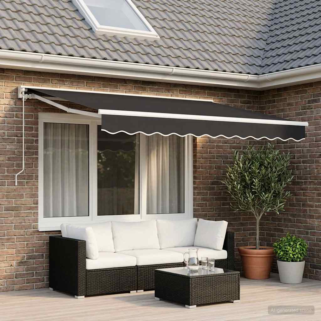 Vidaxl vervangingsdoek voor luifelrok gestreept 350 cm antracietkleurig