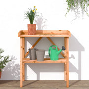 Vidaxl plantentafel met schap 78x38x82,5 cm vurenhout bruin - afbeelding 3