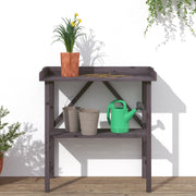 Vidaxl plantentafel met schap 78x38x82,5 cm vurenhout grijs - afbeelding 3