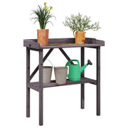 Vidaxl plantentafel met schap 78x38x82,5 cm vurenhout grijs - afbeelding 1