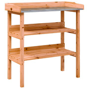 Vidaxl plantentafel met schappen 78x38x82,5 cm vurenhout bruin - afbeelding 2