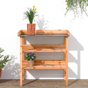 Vidaxl plantentafel met schappen 78x38x82,5 cm vurenhout bruin - afbeelding 3
