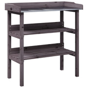 Vidaxl plantentafel met schappen 78x38x82,5 cm vurenhout grijs - afbeelding 2