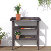 Vidaxl plantentafel met schappen 78x38x82,5 cm vurenhout grijs - afbeelding 3