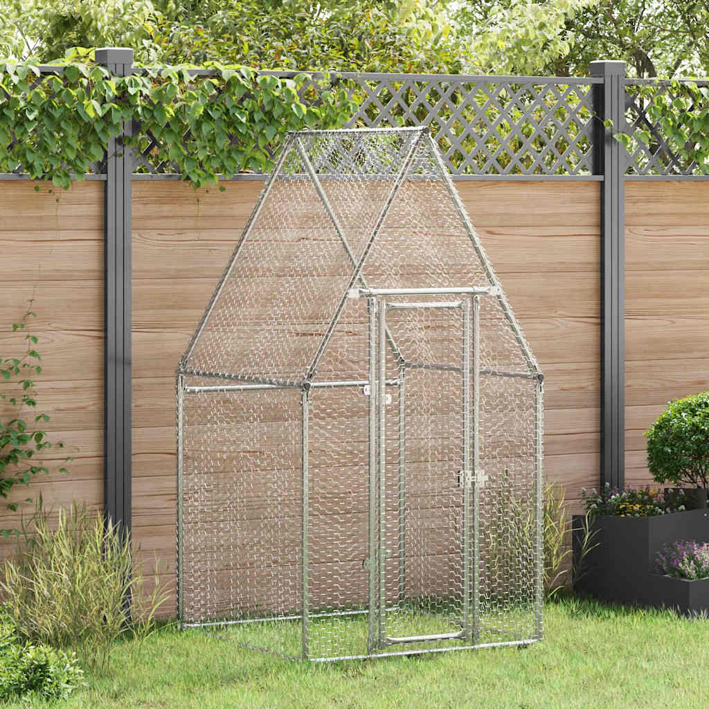 Vidaxl kippenhok 100x100x190 cm gegalvaniseerd staal zilverkleurig