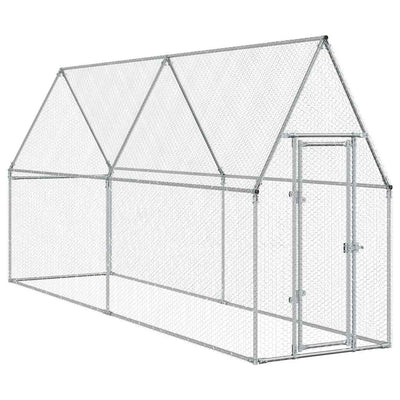 Vidaxl kippenhok 400x100x190 cm gegalvaniseerd staal zilverkleurig