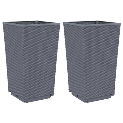 Vidaxl plantenbakken 2 st 32,5x32,5x57 cm polypropeen blauwgrijs