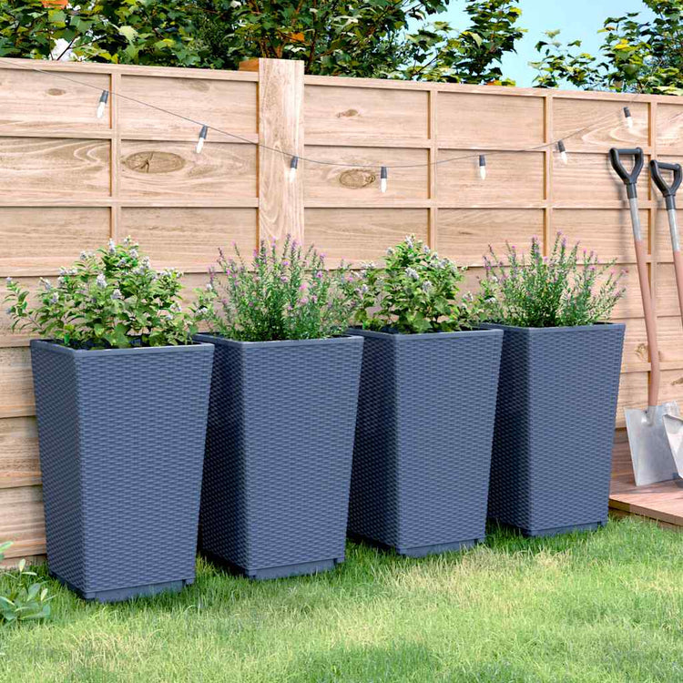 Vidaxl plantenbakken 4 st 32,5x32,5x57 cm polypropeen blauwgrijs