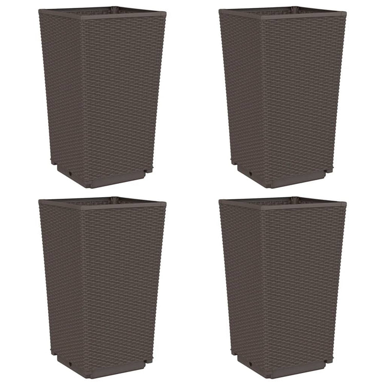 Vidaxl plantenbakken 4 st 32,5x32,5x57 cm polypropeen bruin