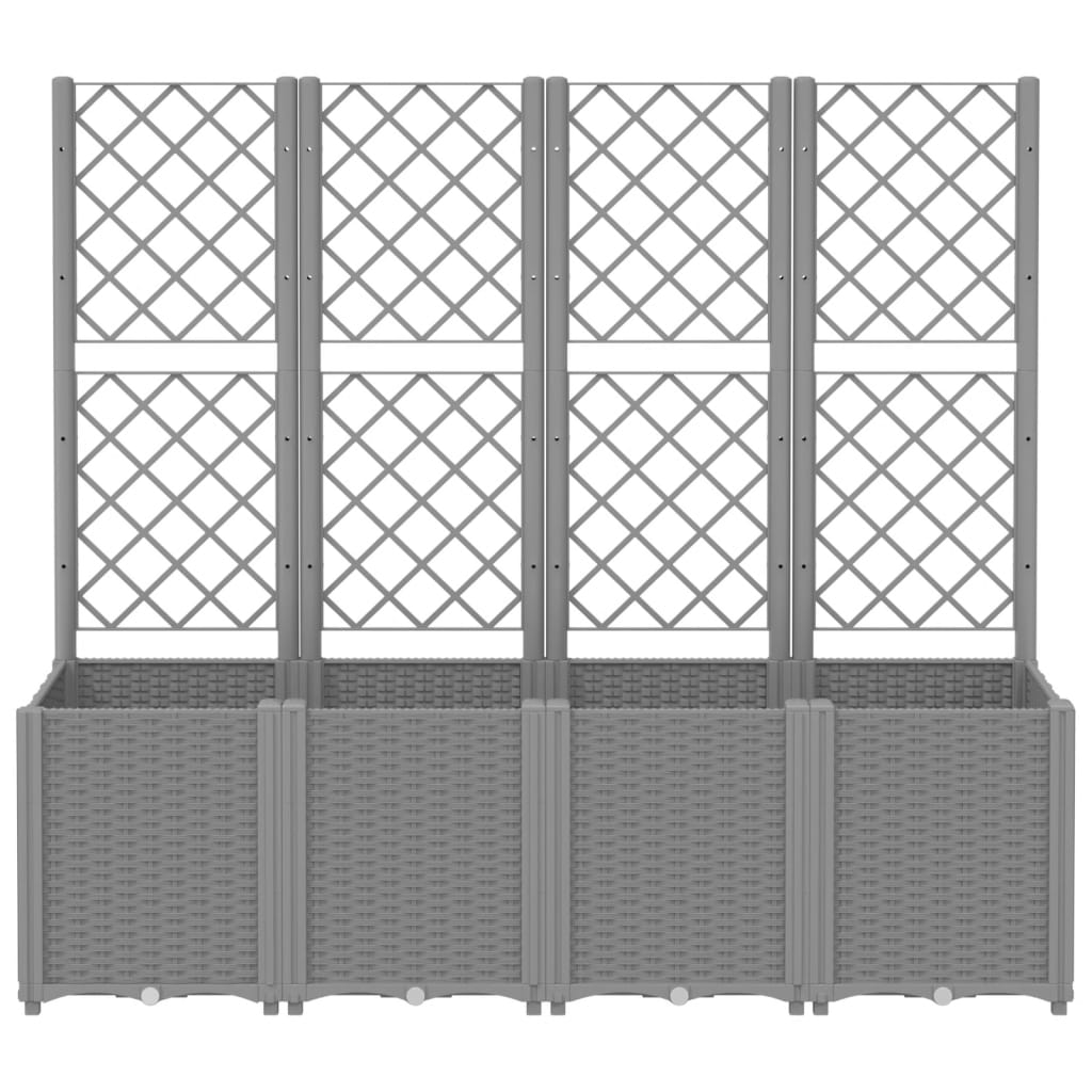 Vidaxl plantenbak met latwerk 160x40x140 cm polypropeen lichtgrijs