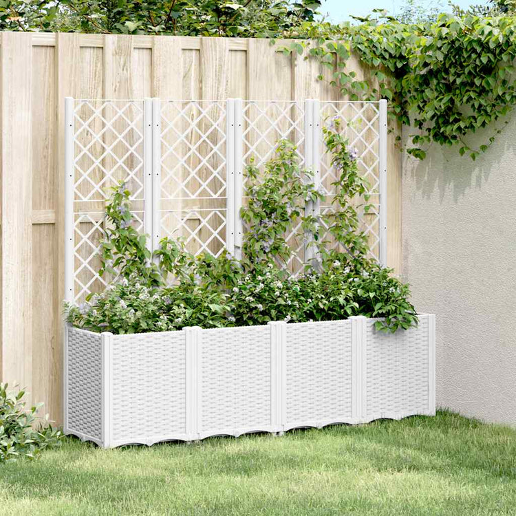 Vidaxl plantenbak met latwerk 160x40x140 cm polypropeen wit