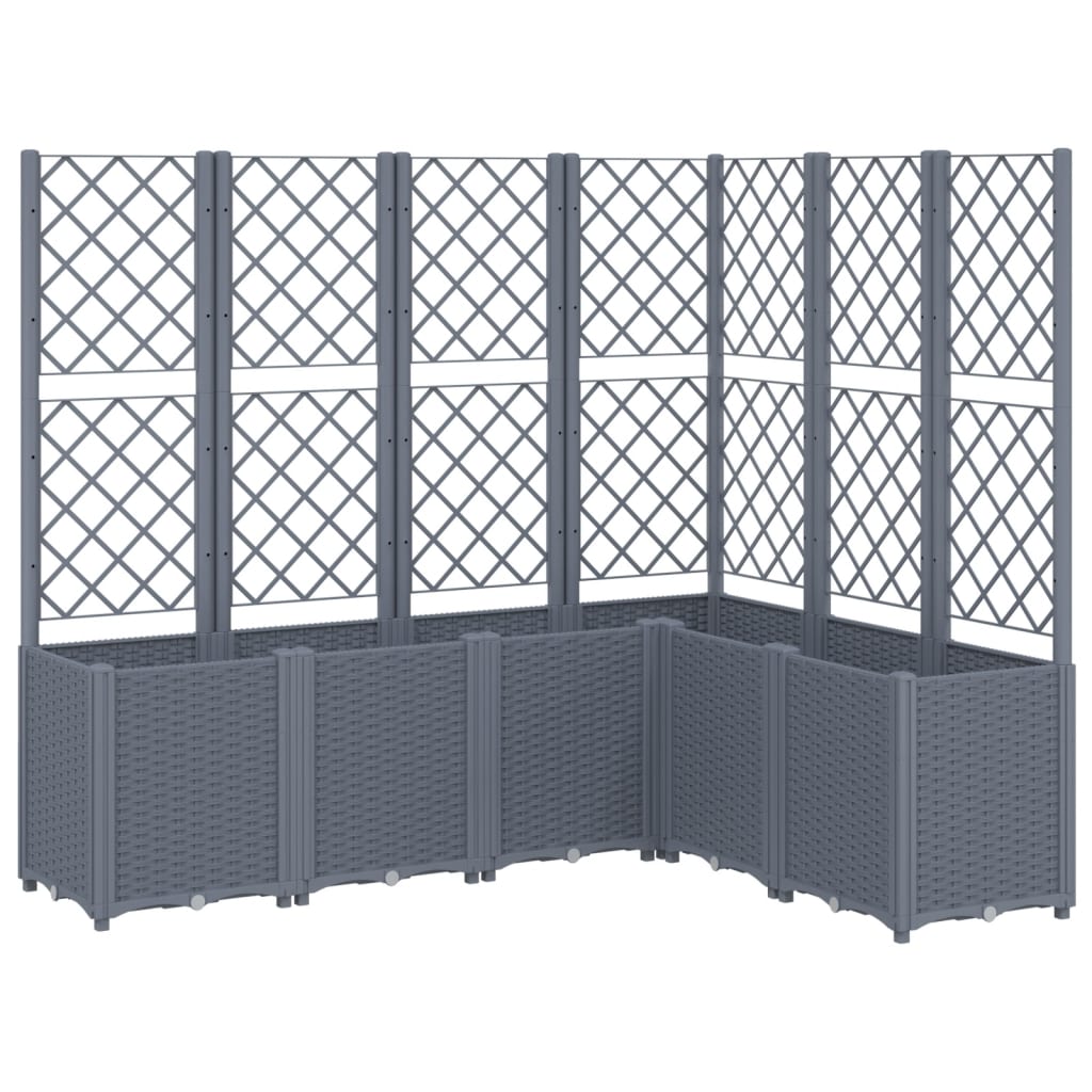 Vidaxl plantenbak met latwerk 160x120x140 cm polypropeen grijs