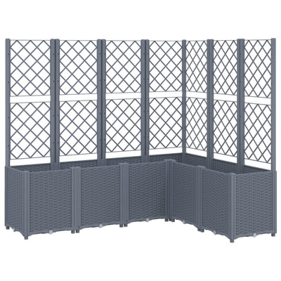 Vidaxl plantenbak met latwerk 160x120x140 cm polypropeen blauwgrijs