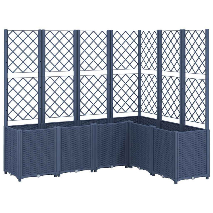 Vidaxl plantenbak met latwerk 160x120x140 cm polypropeen blauwgrijs