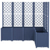 Vidaxl plantenbak met latwerk 160x120x140 cm polypropeen blauwgrijs
