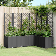 Vidaxl plantenbak met latwerk 160x120x140 cm polypropeen zwart - afbeelding 1