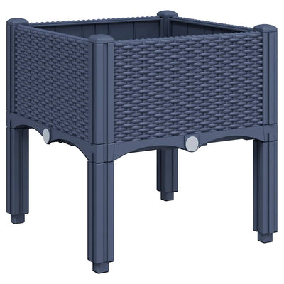 Vidaxl plantenbak met poten 40x40x42 cm polypropeen blauwgrijs