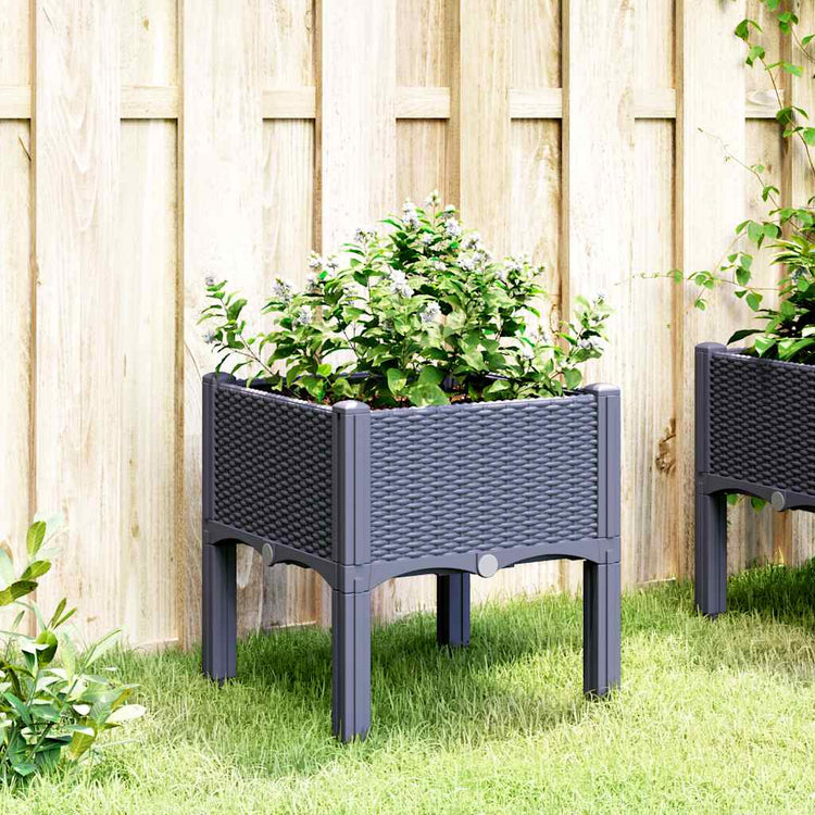 Vidaxl plantenbak met poten 40x40x42 cm polypropeen blauwgrijs